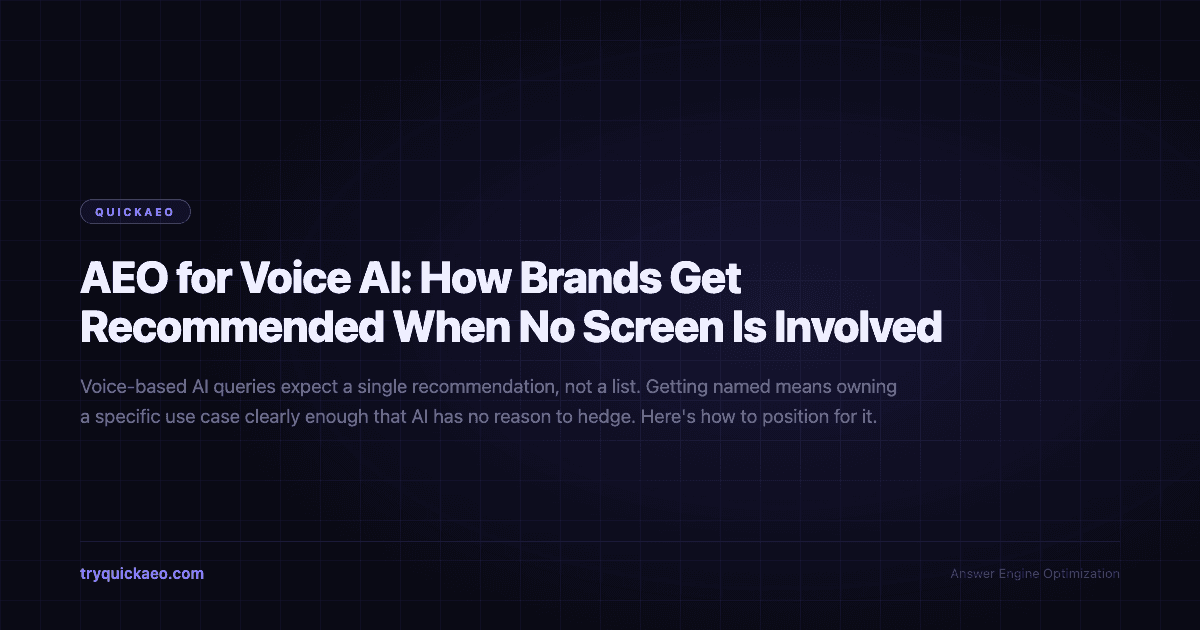 AEO for Voice AI: How Brands Get Recommended When No Screen Is Involved