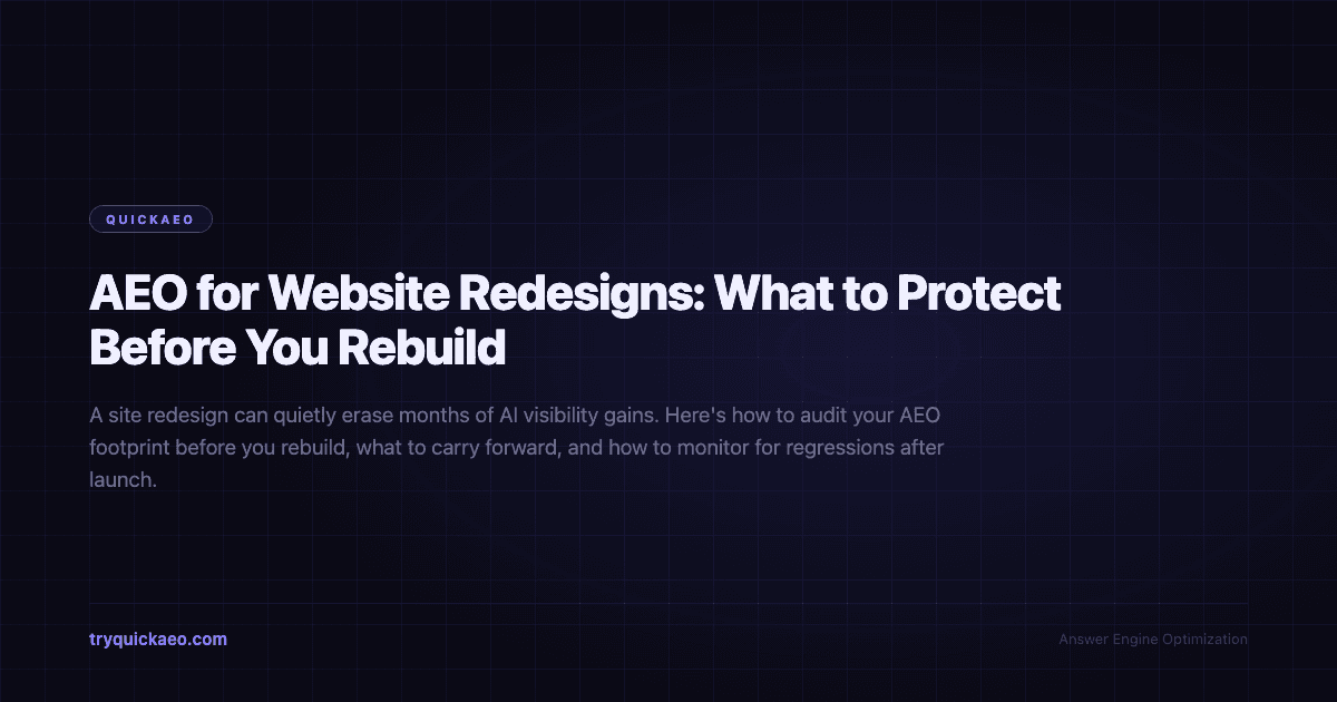AEO for Website Redesigns: What to Protect Before You Rebuild