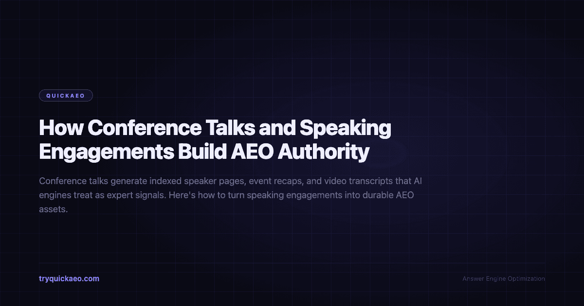 How Conference Talks and Speaking Engagements Build AEO Authority